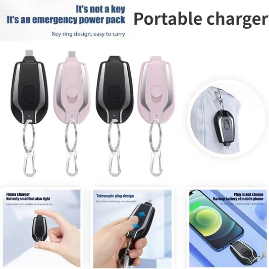 Keychain Portable Phone Charger – Compact & Powerful . Type c . Type iphone