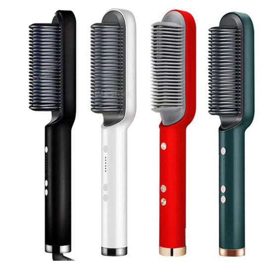 2-in-1 Hair Curler & Straightener Brush – Smooth, Frizz-Free Styling